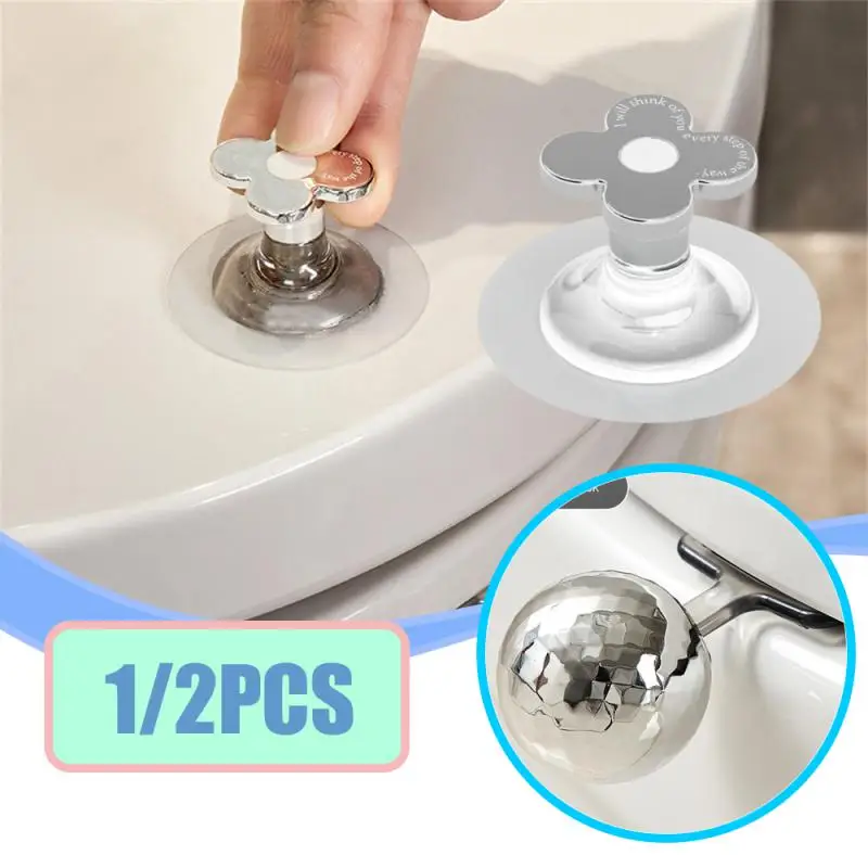 Electroplated Toilet Lid Lifter Adhesive Type Toilet Ring Uncover Handle No Dirty Toilet Lid Lifter Wall Hook Sanitary Holder