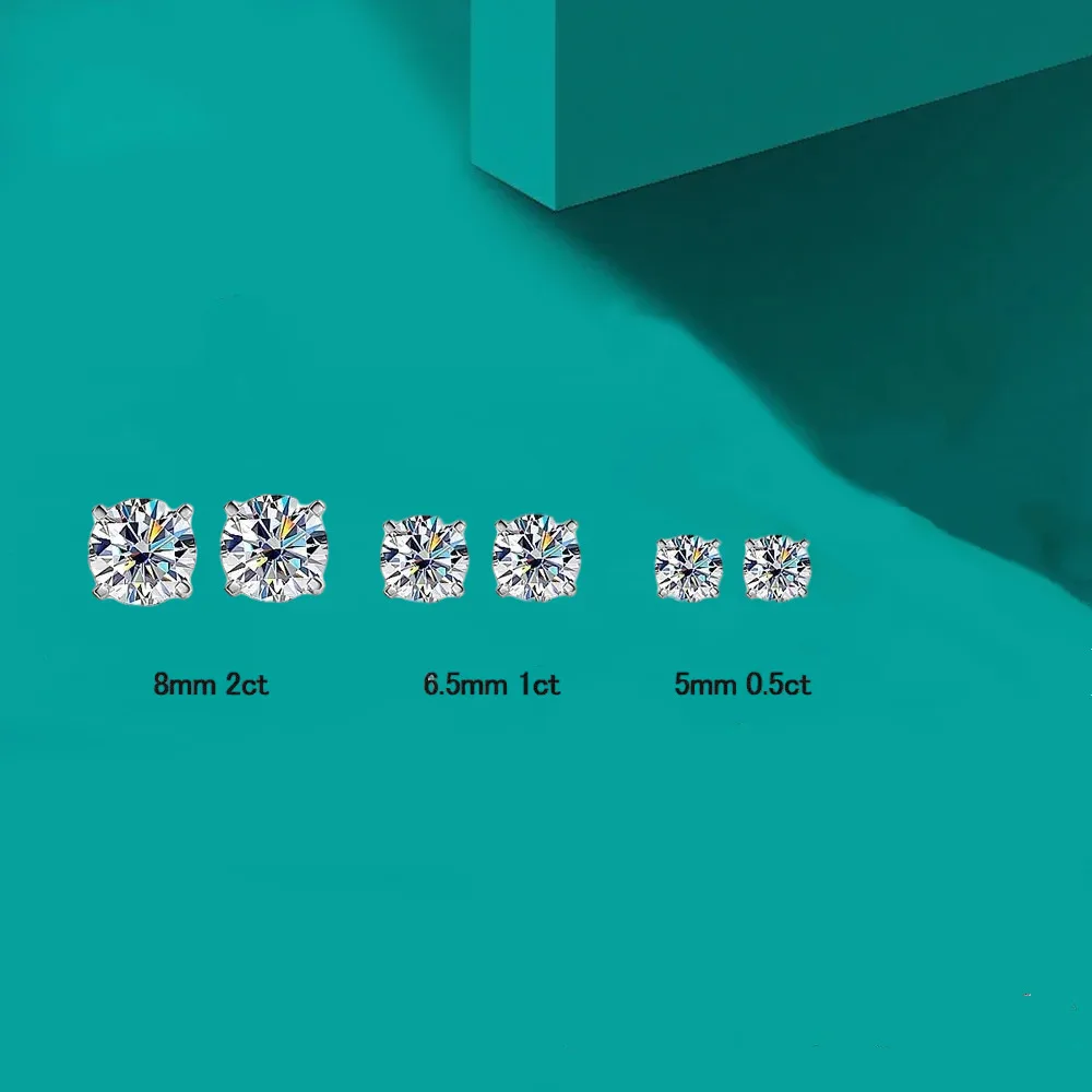 

BR Luxary 0.5-2CT D Color Moissanite Earrings For Women Party Fine Jewelry 4 Prong S925 Sterling Silver Diamond Earring