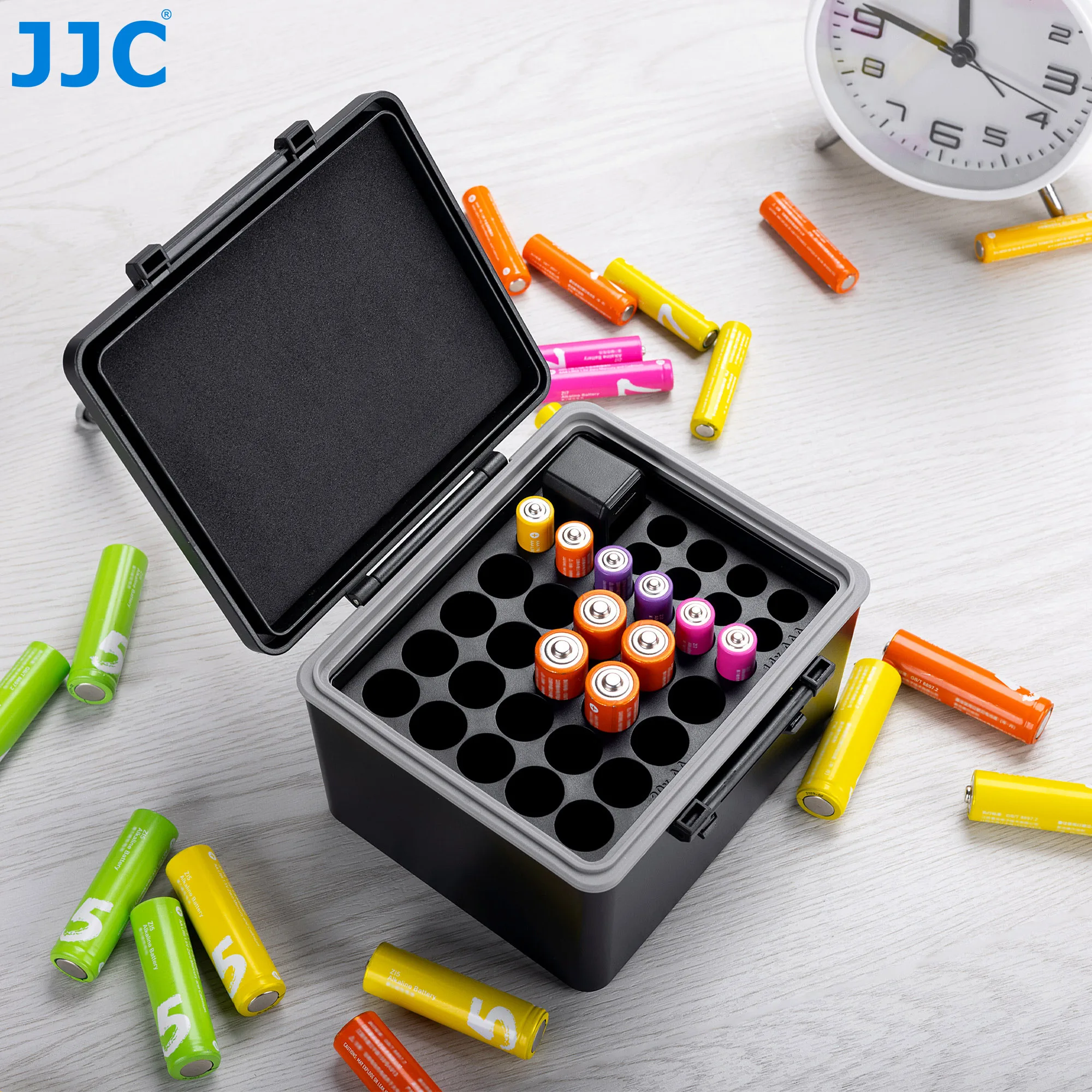 

JJC 18650 Battery Storage Case AA AAA Battery Case Holder with Battery Tester Waterproof Battery Box USB Case Flash Drive Case