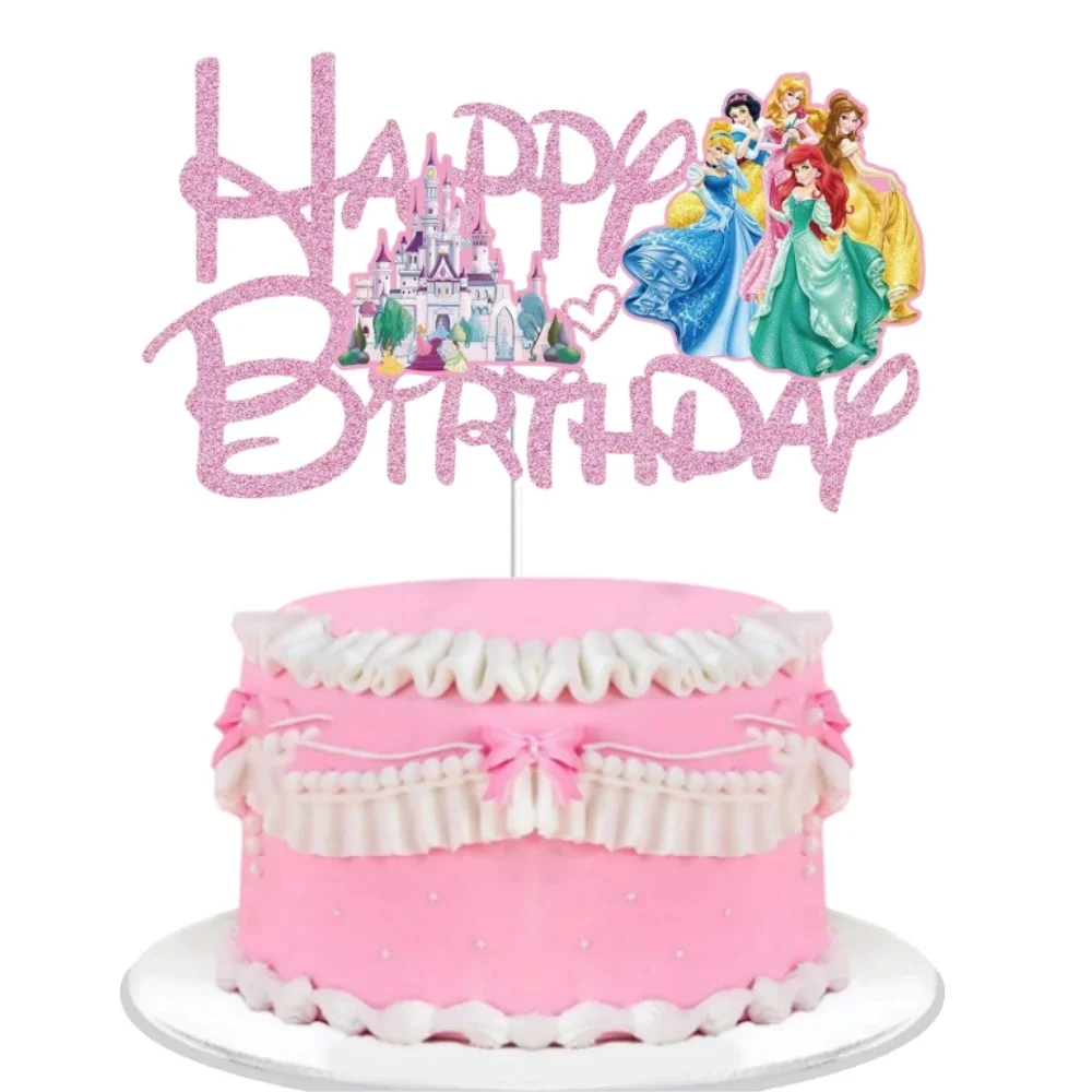 Disney Princess Birthday Party Decoration Snow White Cake Topper Cinderella Happy Birthday Party Supplies Jasmine Baby Shower