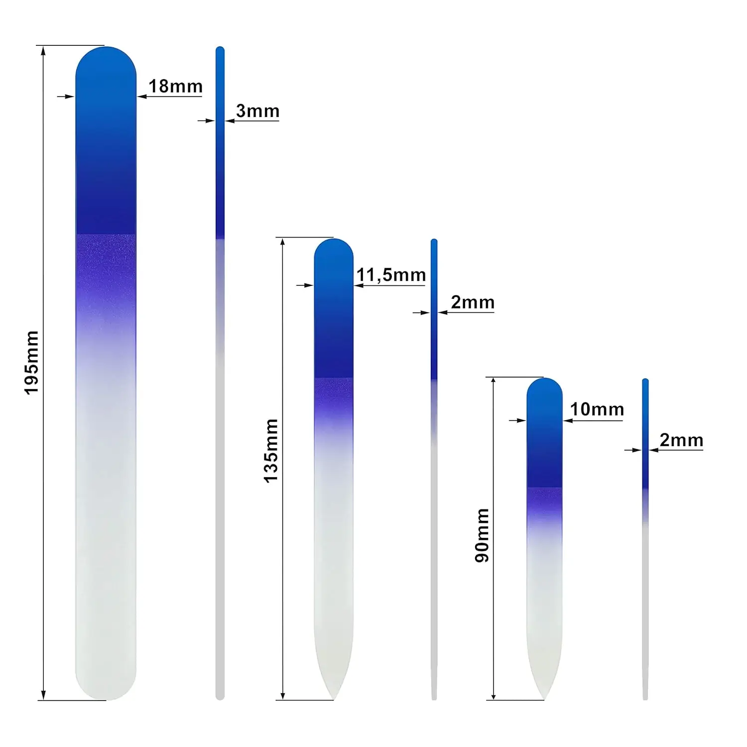 مبرد أظافر زجاجي، مجموعة مبرد أظافر ممتاز مكونة من 3 قطع مع حقيبة، محفور مزدوج الجوانب قابل للغسل للأظافر الطبيعية، هدية مصنوعة يدويًا #4