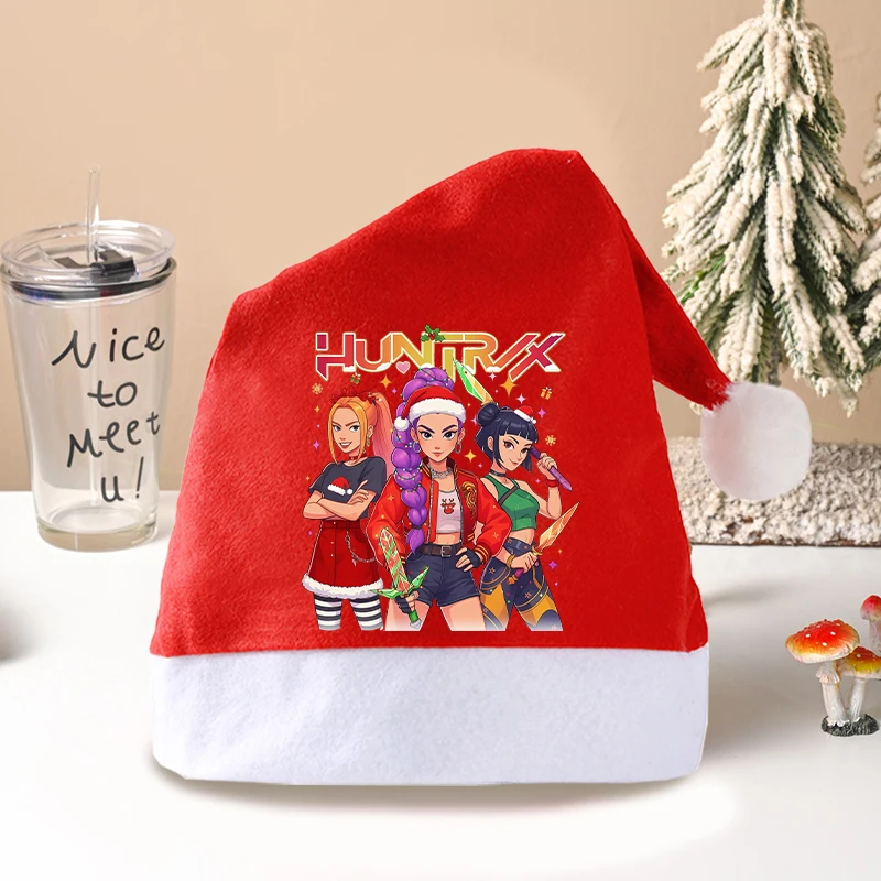 KPop Demon Hunters Parent-child Christmas Hats Cartoon Cute Festive Fashion Hat Men Women Kids New Year Decorate Xmas Cap Gifts