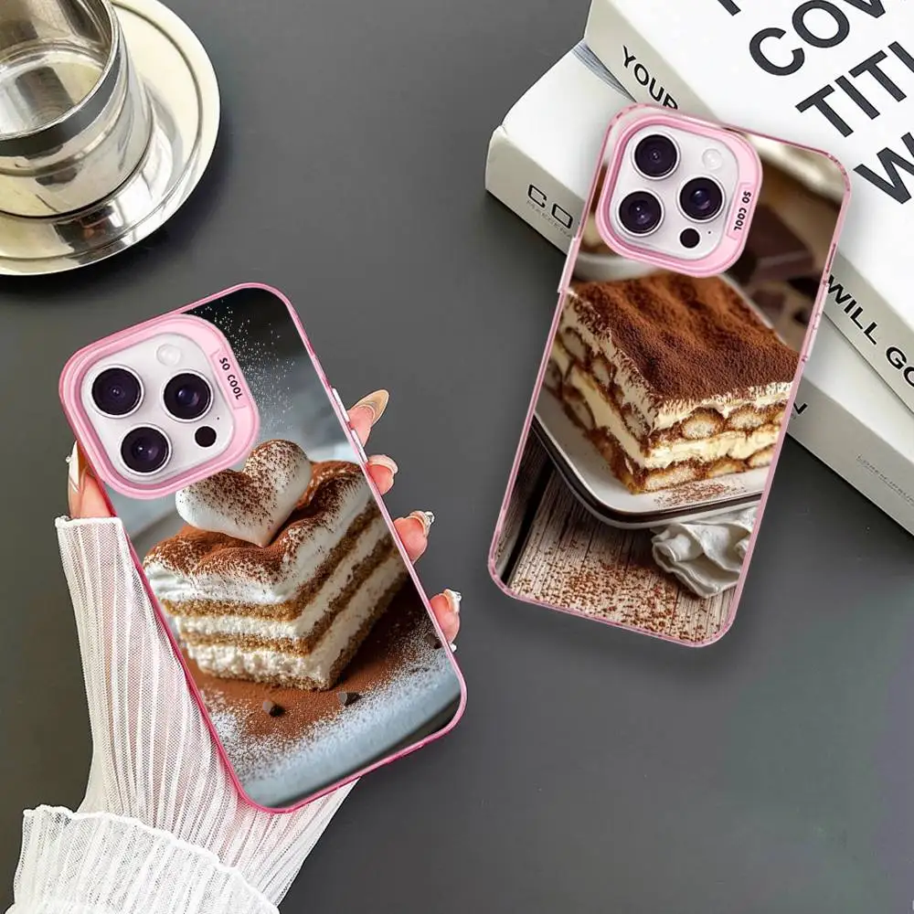 

Square Tiramisu Phone Case For iPhone 16,15,14,13,12,11,Mini,Pro,MAX Pink Matte Shockproof Cover