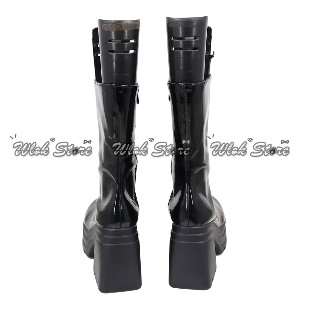 Anime kpop demon hunters rumi cosplay sapatos desempenho de palco botas pretas mulheres meninas festa de halloween role play sapatos plataforma