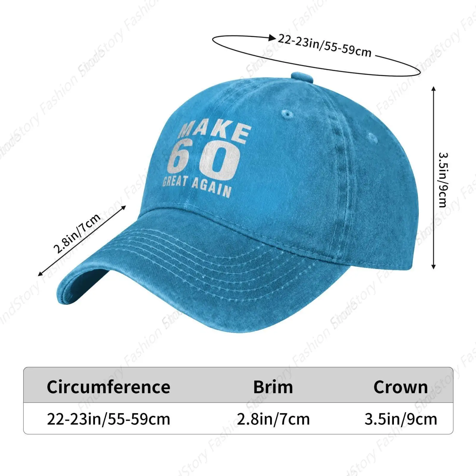 Make Sixty Great Again Baseball Cap Trucker Denim Golf Dad Hat Cotton Adjustable Fishing Daily Outdoor Sports Travel All Seasons