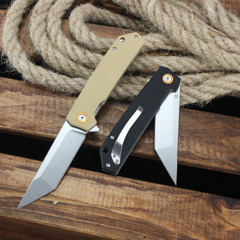 Coltello pieghevole tascabile D2 Lama G10 Maniglia Coltelli da sopravvivenza tattici militari da combattimento all'aperto Strumenti EDC per regalo da uomo
