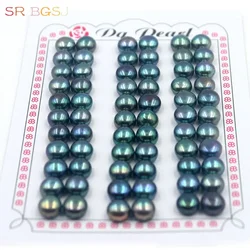 20pcs 4-12mm Black Natural Button Coin Shape Freshwater Pearl Half Drilled Hole Loose diy Earrings Pendant Beads