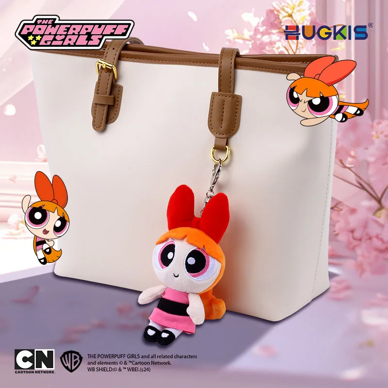 Kawaii Anime The Powerpuff Girls Blossom Bubbles Buttercup 12cm Pp Cotton Filled Plush Keychain Cartoon Pendant Doll