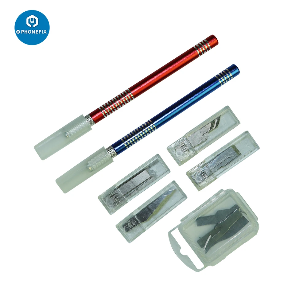 Lames de 45 pièces, 2 poignées, couteau bistpel en métal antidérapant, Kit d'outils à main pour téléphone portable, PCB bricolage réparation outil de coupe de soudure
