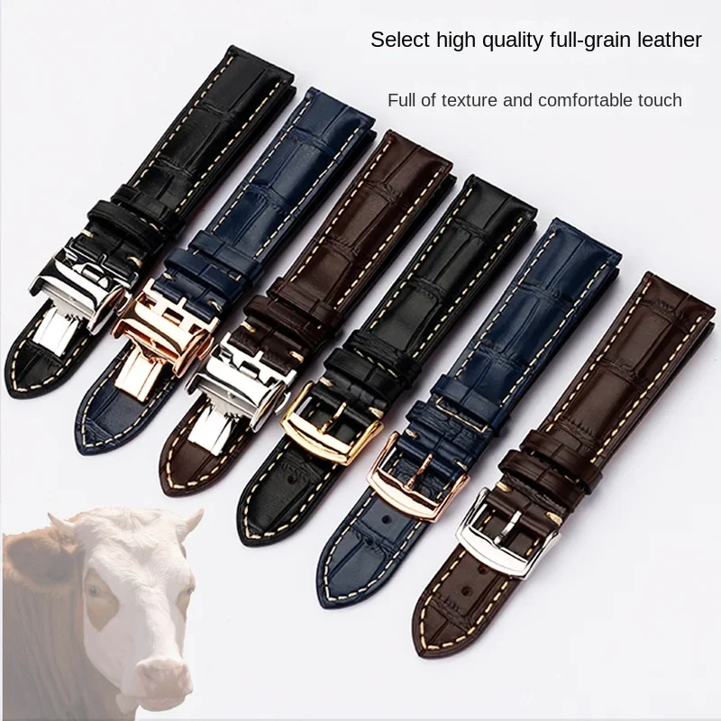 For Longines Masters Collection L3 L4 L2.628/L2.673 Watch Strap Cowhide Leather Butterfly Buckle watchband 19 20 21mm Wrist band