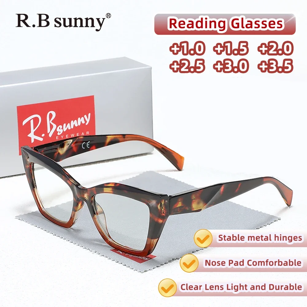 

Очки для чтения RBsunny Fashion Cat Eye для мужчин и женщин, оптические линзы для пресбиопии, диоптрии 1.0~3.5, оправы для очков от дальнозоркости