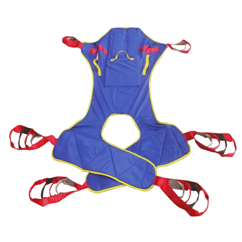 

Full Body Lift Sling, Commode Opening, Split Leg Toileting, 5 Handles & 6 Straps, Head/Back Support, Fits Most Lifts
