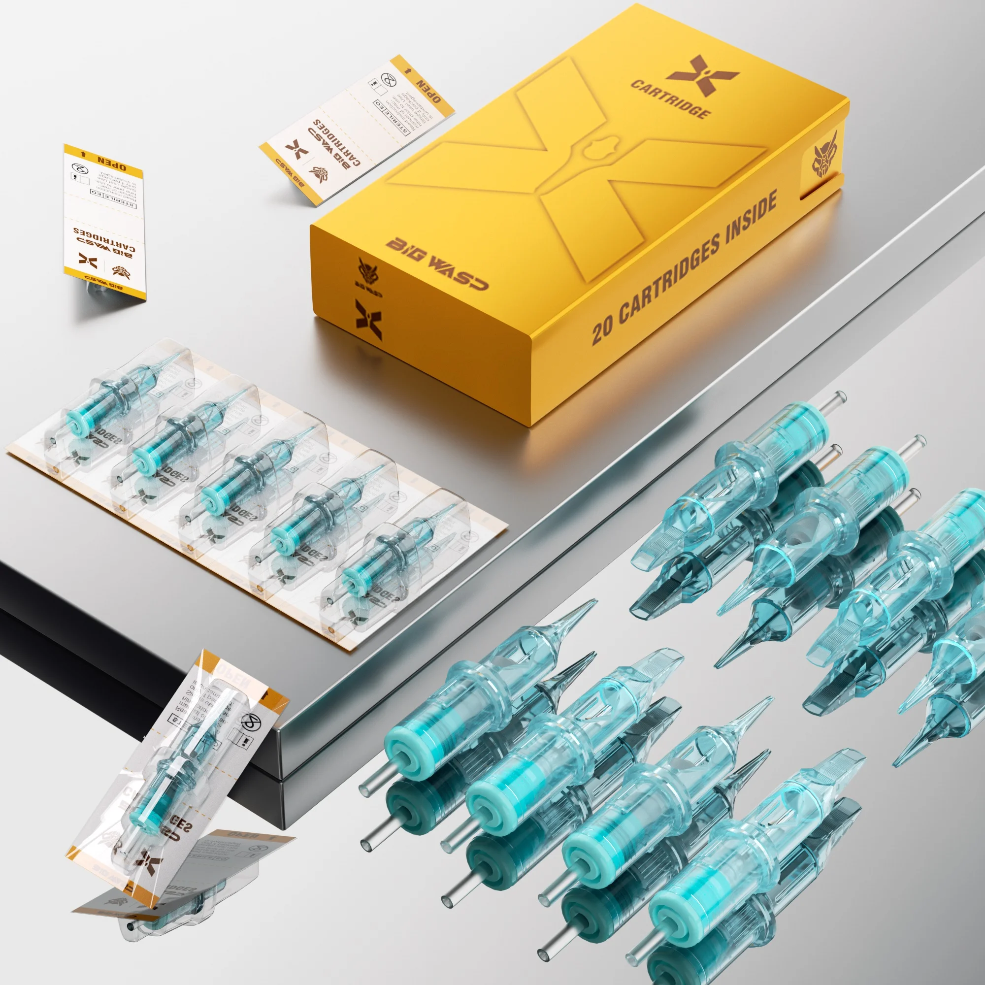 

BIGWASP 20Pcs/Box Cartridge Tattoo Needles Boutique RL Round Liner Disposable Sterilized Safety Cartridge Needle Tattoo Supplies