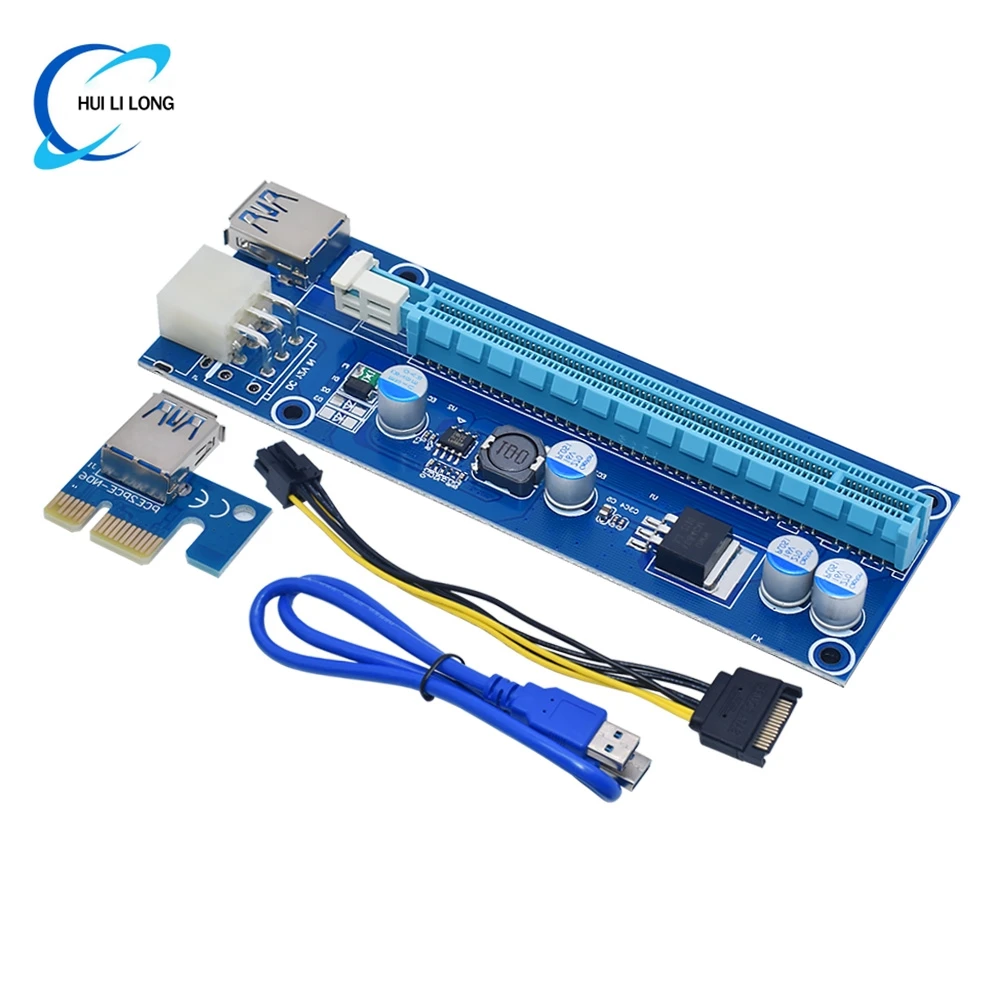 Wavgat ver006c pci-e riser cartão 006c pcie 1x a 16x extensor 60cm 100cm cabo usb 3.0 sata para 6pin cabo de alimentação para placa gráfica