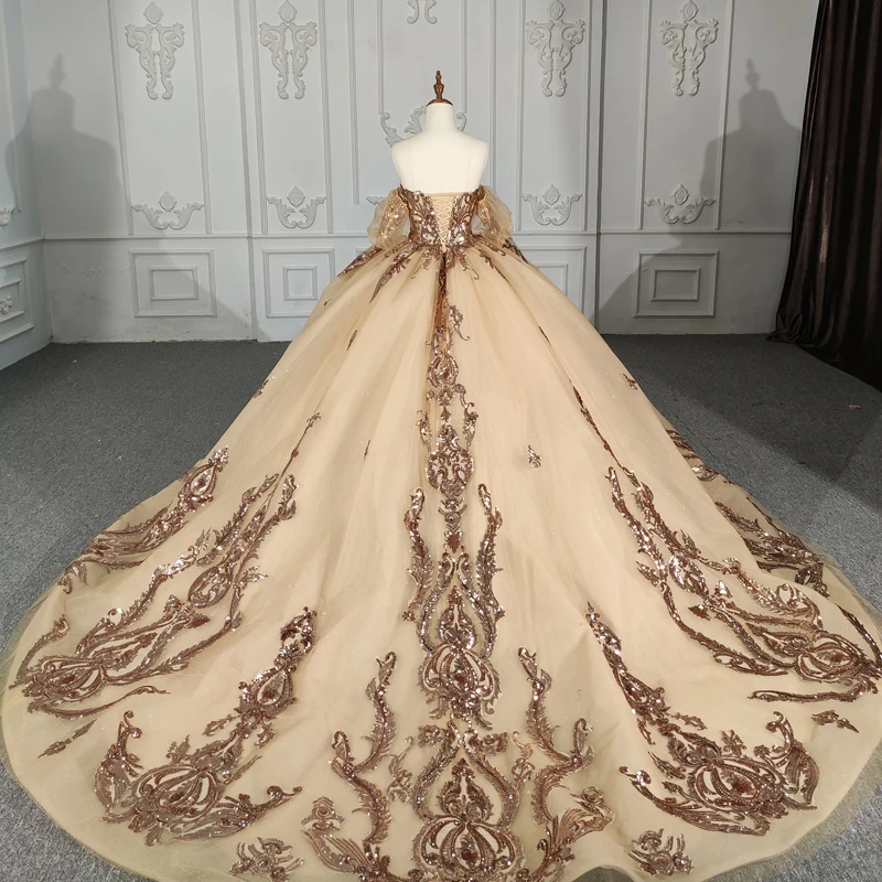 Robe de Soirée Internationale à Paillettes, Tenue de Bal, Sans Bretelles, Manches sulf, à Lacets, DY1111, 2023