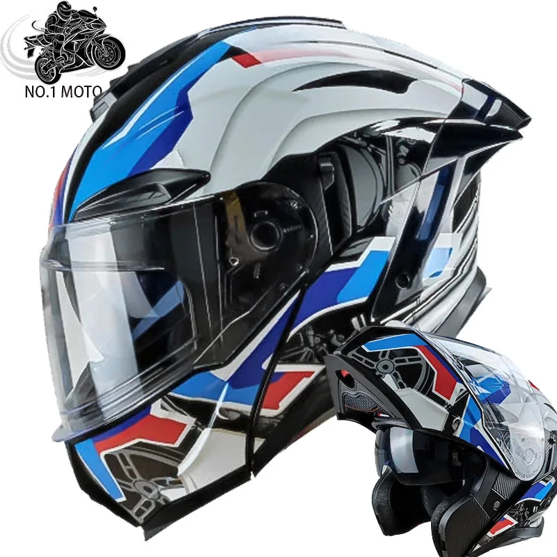 Flip Up Motorcycle Helmet Dual Lens Full face Helmet Racing Off-Road Capacete Casco Motocross DOT Approved Cascos para motos