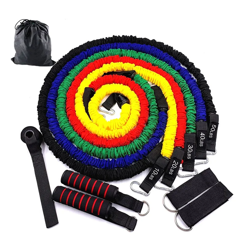 AEF5-150Lbs Resistance Bands Set Yoga Band Strength Training Exercise Resistance Band Fitness Exercise Elastic Rope Set