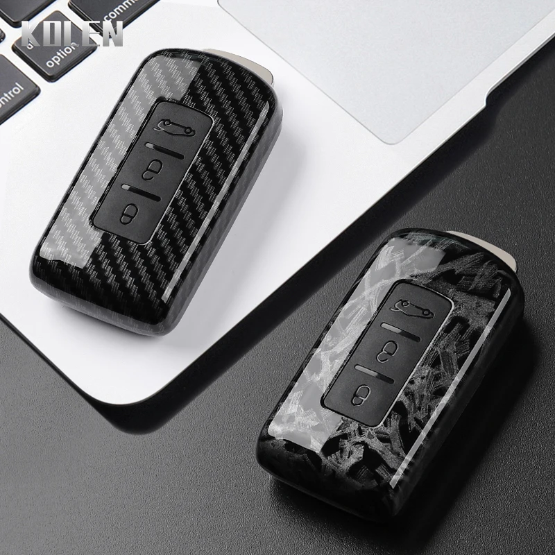 Funda para llave de coche estilo fibra de carbono ABS para Mitsubishi Xpander Outlander ASX Pajero Eclipse Cross Montero carcasa protectora Fob