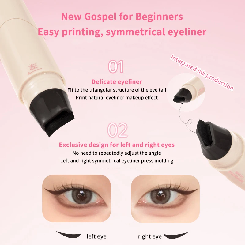 Double HEAD อายไลเนอร์แบบบูรณาการอายไลเนอร์แสตมป์ที่แม่นยํา Outline Signet อายไลเนอร์ยาวนาน Liquid ปากกาแต่งหน้าเครื่องสําอาง
