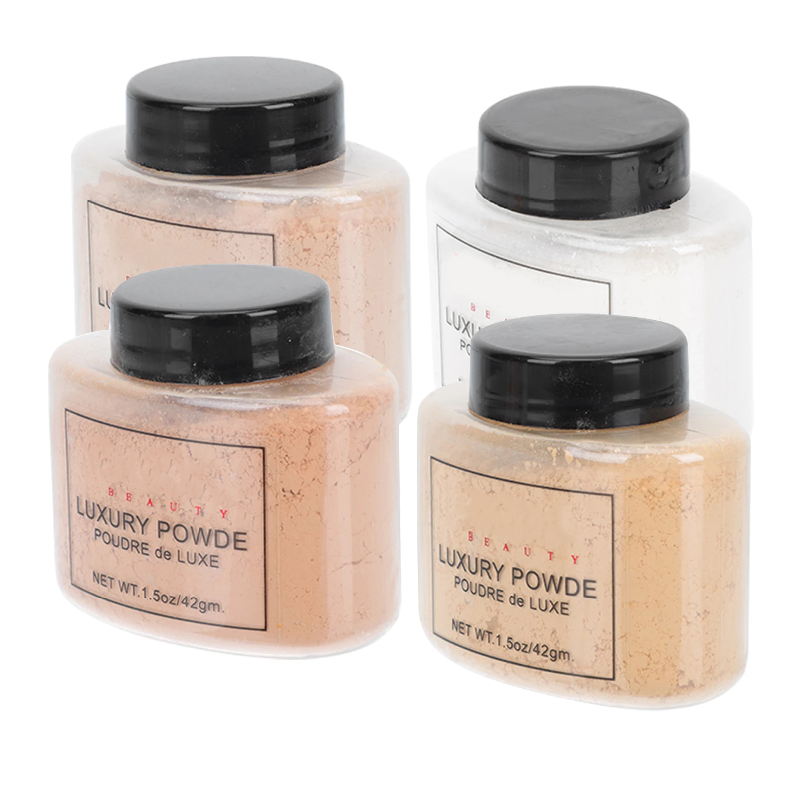 

Loose Powder 4 Bottles Dry Hair Girl Makeup Long Lasting Safe Oil Control Woman Compact Size Various Skin Types