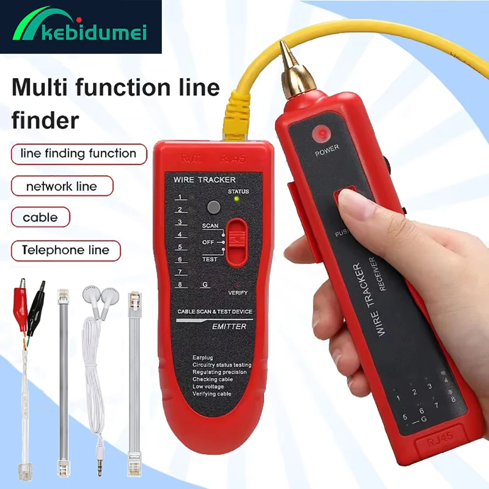 Kebidumei Ethernet LAN Network Cable Tester RJ45 RJ11 LAN Line Tester Finder Telephone Wire Tracker Receiver Network Tool Repair