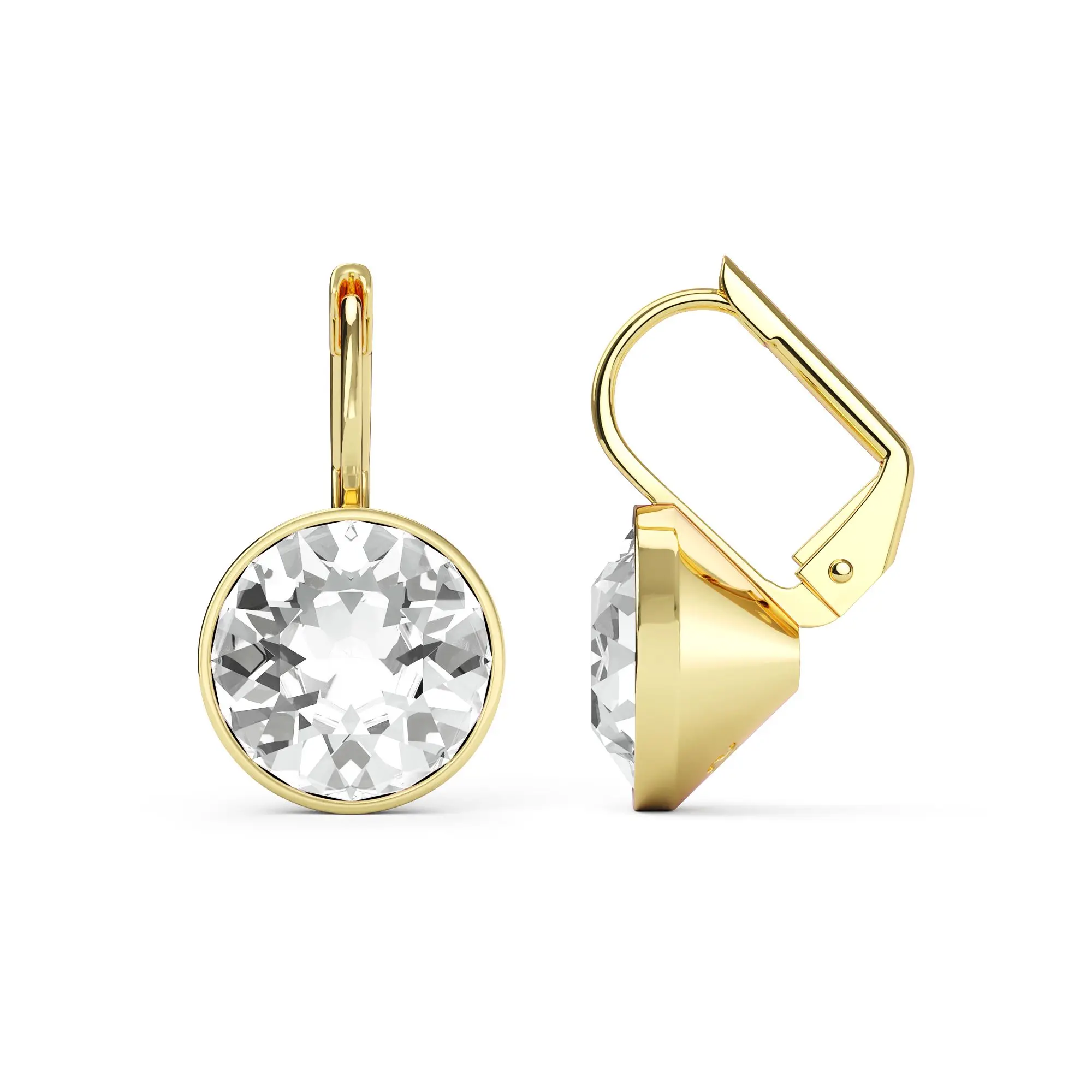 Gold Color Classic Bella Drop Earring for Women Wedding Birthday Genuine Crystals from Austria Round Cut Dangle Pierced Jewelry