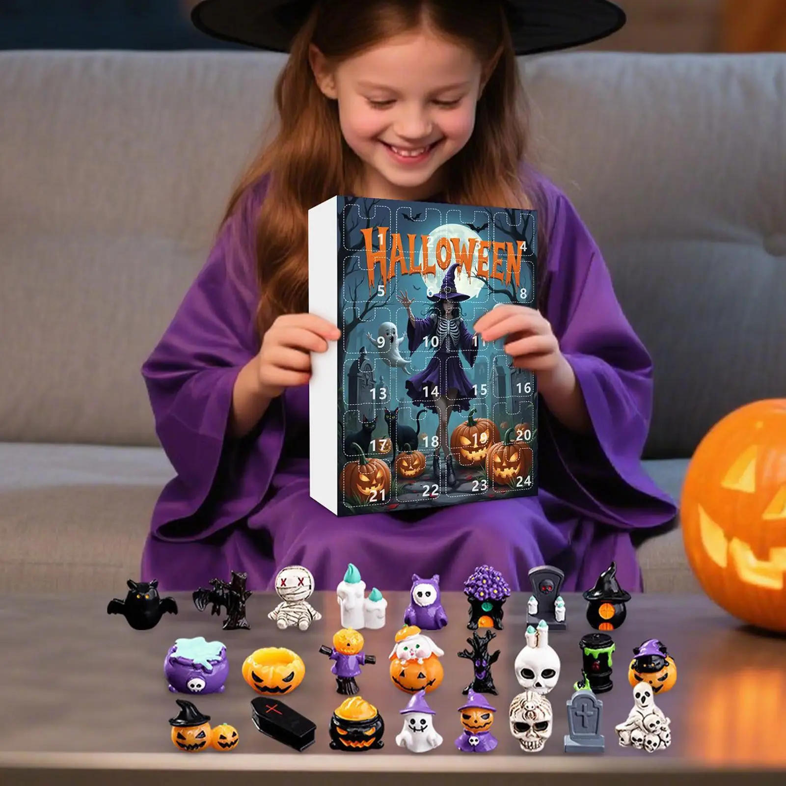 Scary Collectibles Advent 24 Days Countdown To Horror Season Halloween Collectibles Creepy Statues Resin Figurines For Shelf