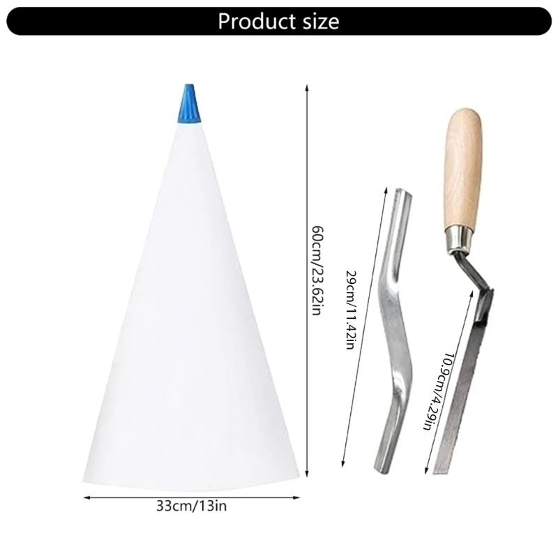 Portable Tile Grouting Set Sturdy PVC Mortars Bags With Brick Jointer and Pointed Tool for Home Renovations Projects