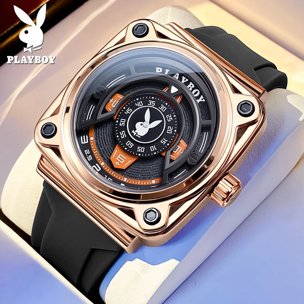 

Мужские часы PLAYBOY: модные, с циферблатом в форме бочонка, креативные кварцевые, с импортным механизмом, люксовый бренд, оригинальные часы для мужчин 3071