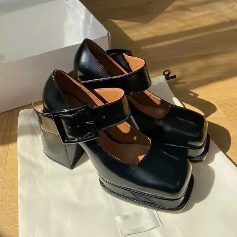 

2026 Women's Mary Jane Shoes Exquisite Square Head High Heels for Woman Fashion Lolita Casual Shoes Designer Shoes Zapatos Mujer