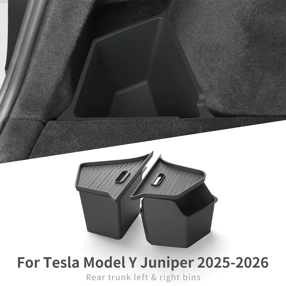 

For Tesla Model Y Juniper 2025 2026 Car Rear Luggage Side Storage Box TPE Luggage Storage Box Organizer Interior Accessories