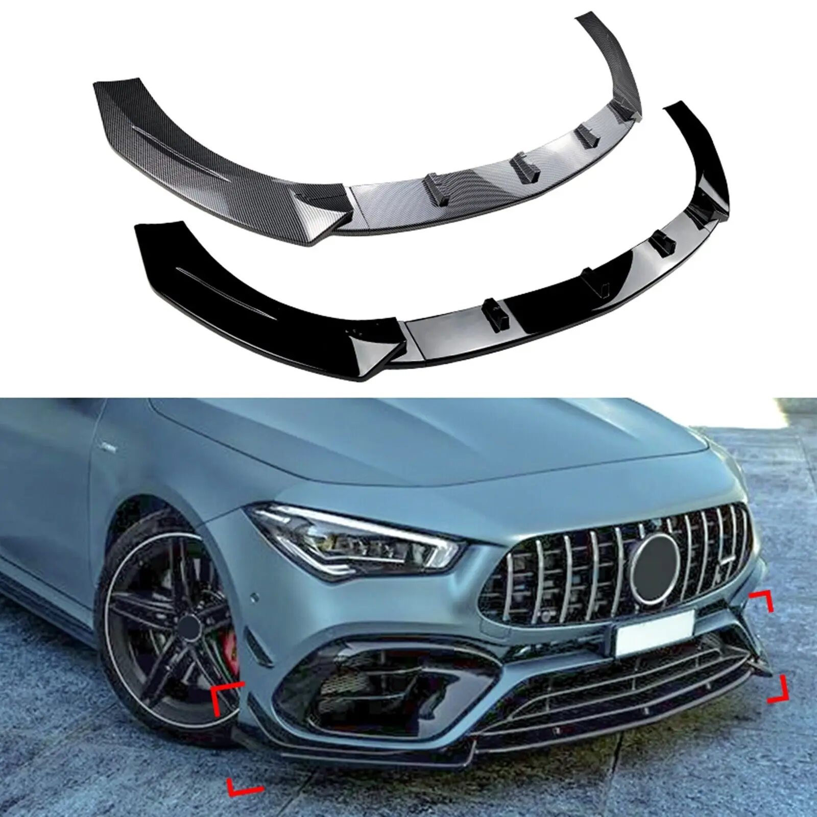 Front Spoiler Splitter Lip for Benz CLA C118 CLA45 AMG 2019-2023 Front Shovel Surround Front Bumper Diffuser Separator