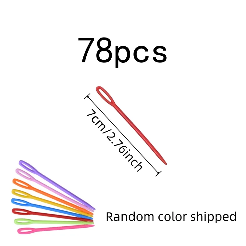 78 pcs 7cm Plastic Sewing Needles with Lightweight Plastic, ideal for Kids Sewing Learning and DIY Craft Projects