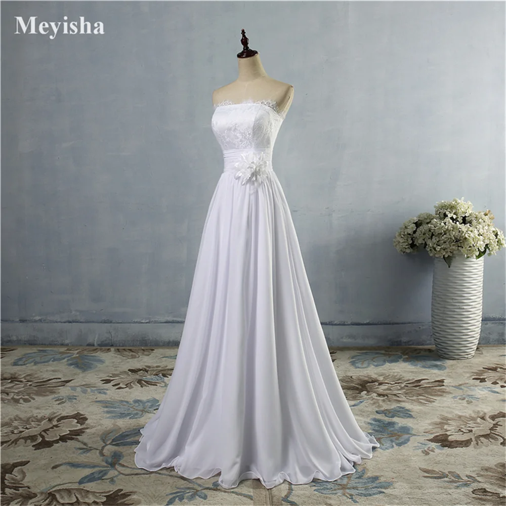 ZJ9016 Exquisite A Line Women's Sweetheart Chiffon Wedding Dresses Lace Appliques Bride Gowns Customized