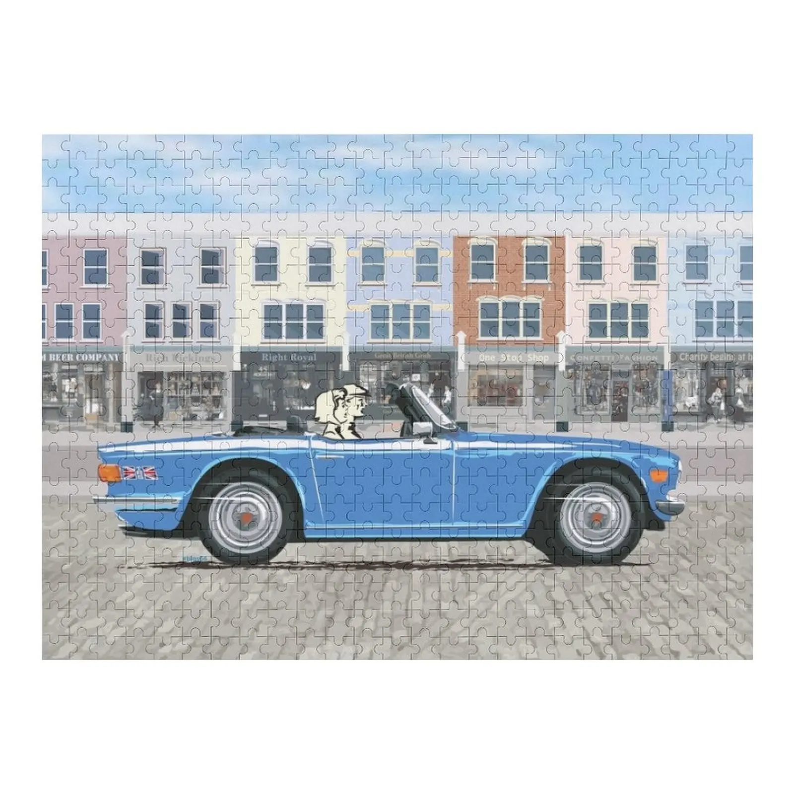 Cor Azul Francês TR6 – o Clássico Britânico Carro Esportivo Quebra-cabeça Presente Personalizável Quebra-cabeças De Madeira Para Adultos Quebra-cabeça