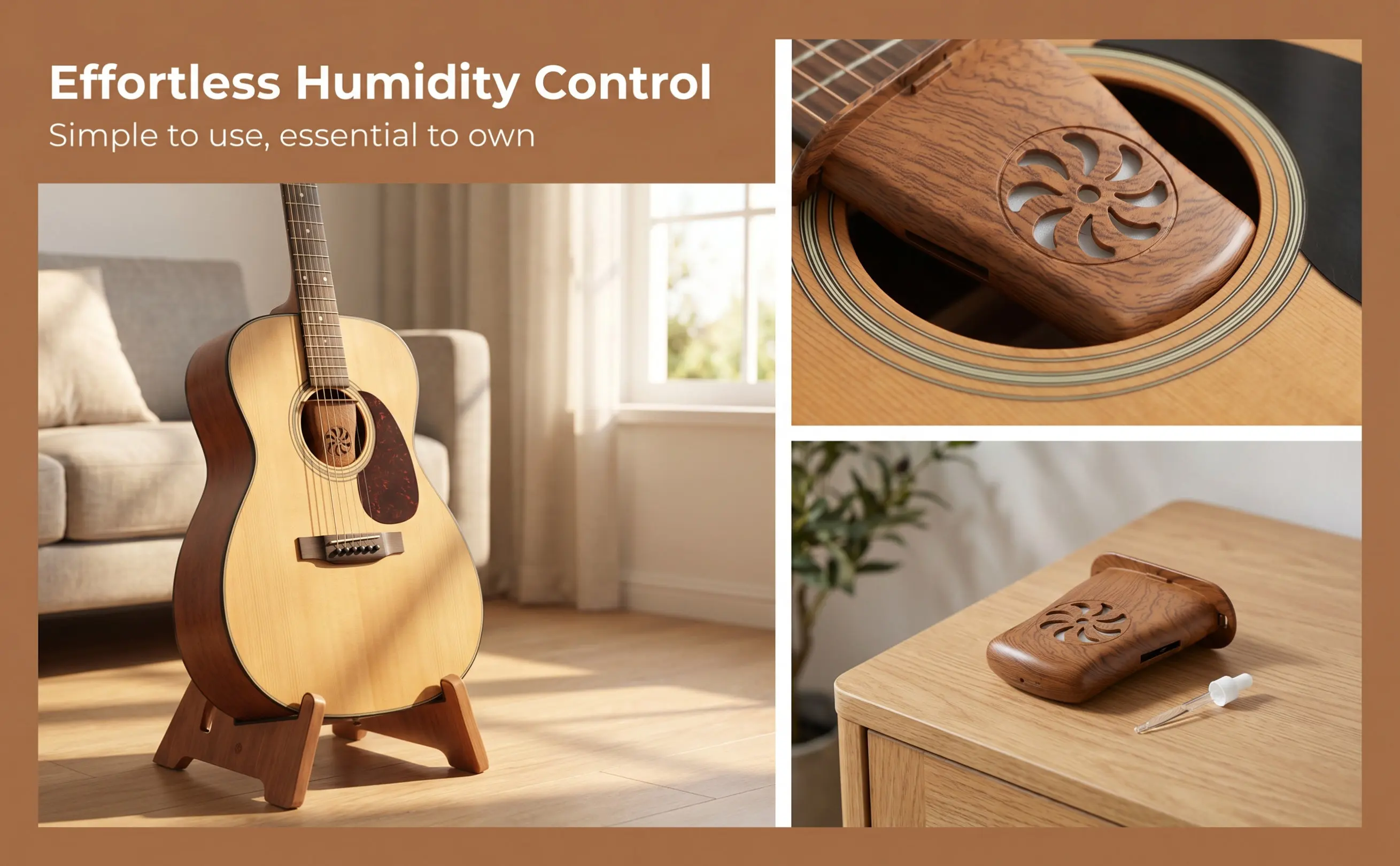 Acoustic Guitar Humidifier Sound Hole Type Universal Fit for Classical Guitars Maintains Optimal Humidity Prevents Cracking
