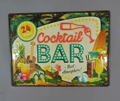 9974106-x Retro Vintage Panneau Métallique Cocktail BAR 30x40cm