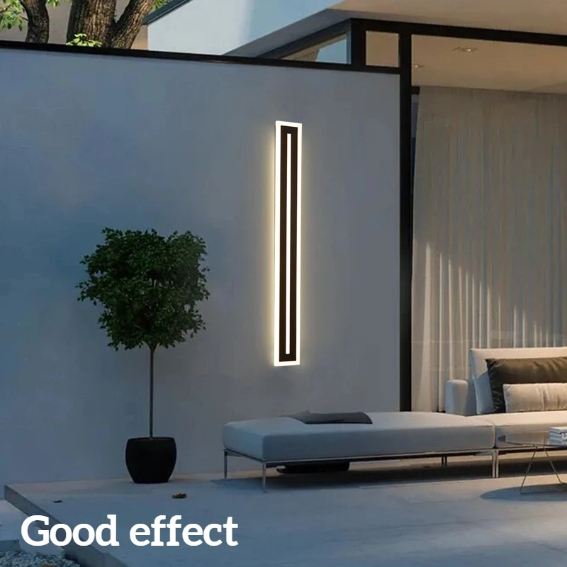 Outdoor Waterproof IP67 LED Long Strip Wall Light Modern Wall-Mounted Lamp Sconce Suitable for Living Room Courtyard Porch Patio