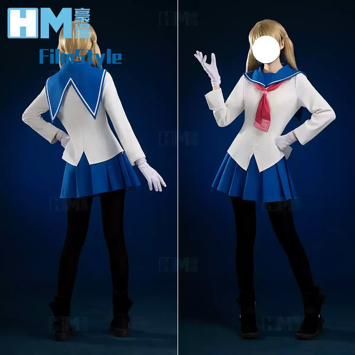 Soul Eater Maka Albarn Cosplay Costume Blue White Angel Battle Uniform Sailor Suit Full Set