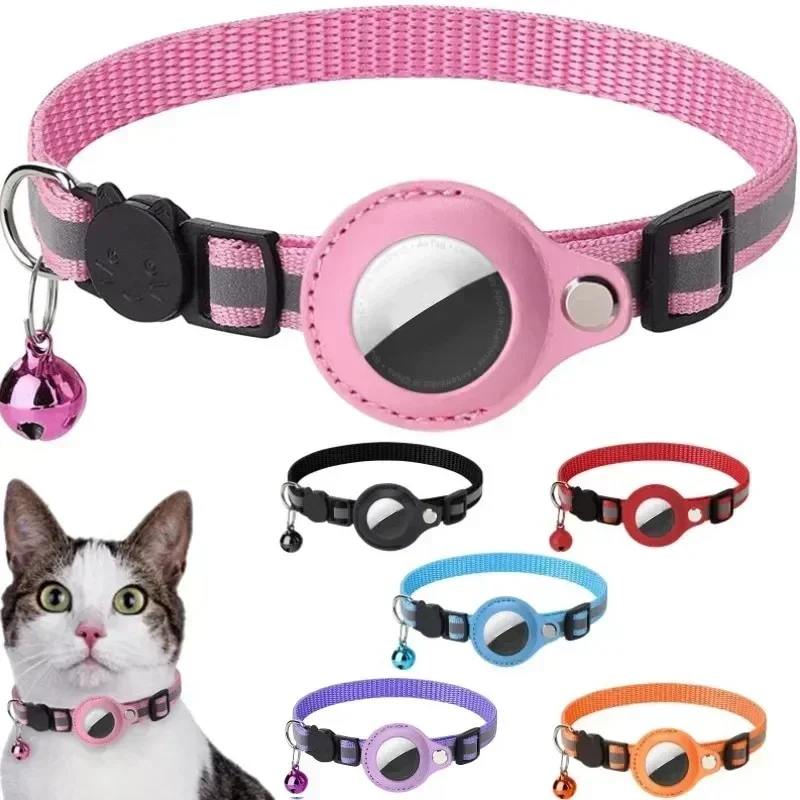 Anti-Lost Cat Collar for GPS Tracker Protective Case With Bell Reflective Cats Necklace Kitten Pet Products