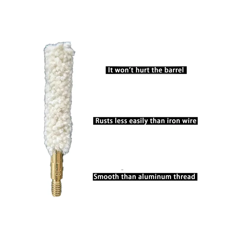 6ชิ้น.38 CAL BORE Mop Gun แปรงทำความสะอาดด้วย8-32เกลียวสำหรับทำความสะอาดปืนไรเฟิล38lr
