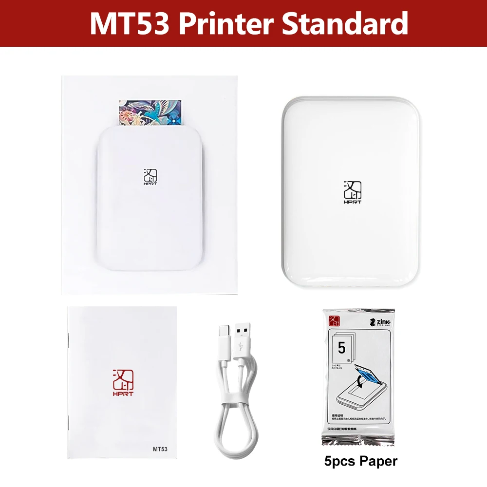 HPRT draagbare fotoprinter zak 2x3 inch formaat draadloze zinktechnologie afdrukken 2x3 fotomaker met kleverige achterkant en papieren etui