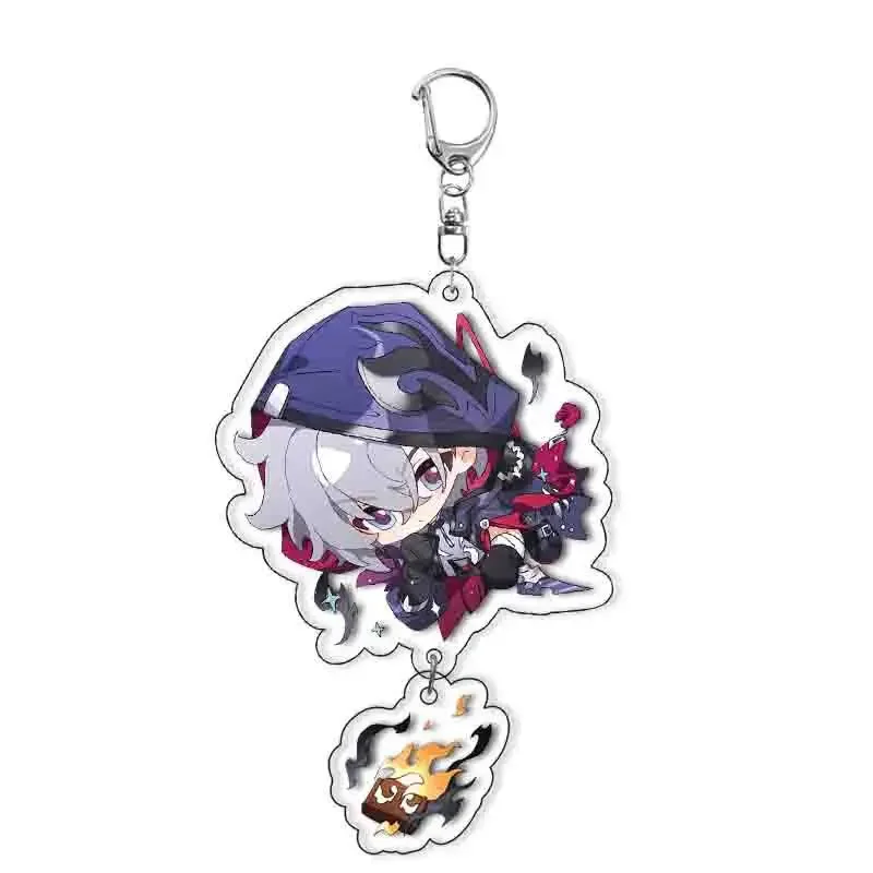 Juego Honkai: llavero de riel de estrella, figura de dibujos animados, Moze, Lingsha, Feixiao, llavero acrílico, accesorios para fanáticos, insignia colgante, regalo de joyería