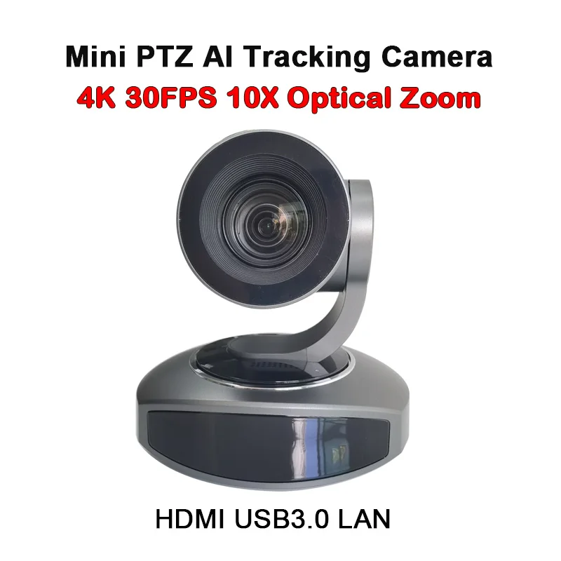 4K 30Fps Conference Room Mini Camera AI Auto-Tracking 10X Optical Zoom 16x Digital Zoom Wide-Angle for Zoom Skype Teams OBS