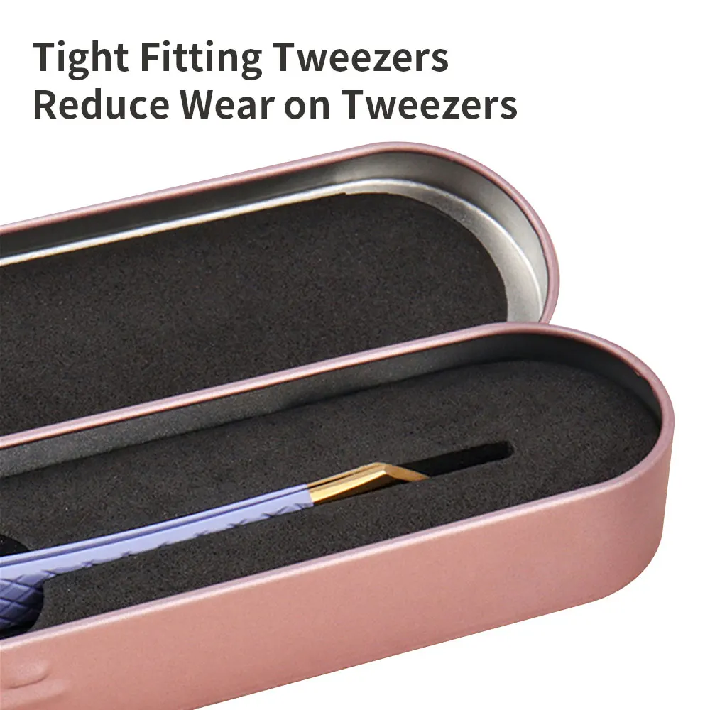 1PC まつげピンセット収納ボックスまつげエクステンション用品ブリキ保護収納ボックスまつげピンセットケースマグネットボックス