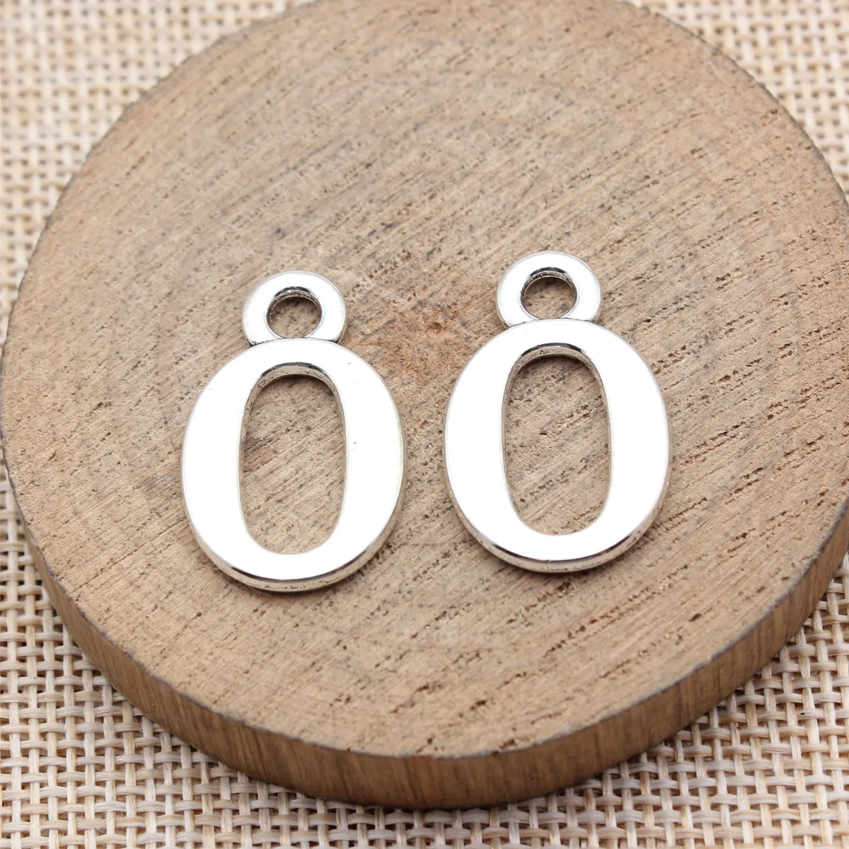 WYSIWYG 10pcs 26x16mm 1 Colors Antique Silver Color Number 0 Charms For DIY Jewelry Making