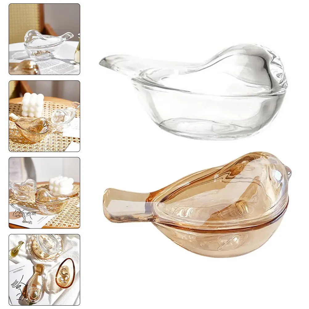 

Набор из 2 стеклянных баночек для хранения украшений с дизайном в виде птиц, декоративный органайзер для рабочего стола, подставка для колец и серег, баночки в форме птиц