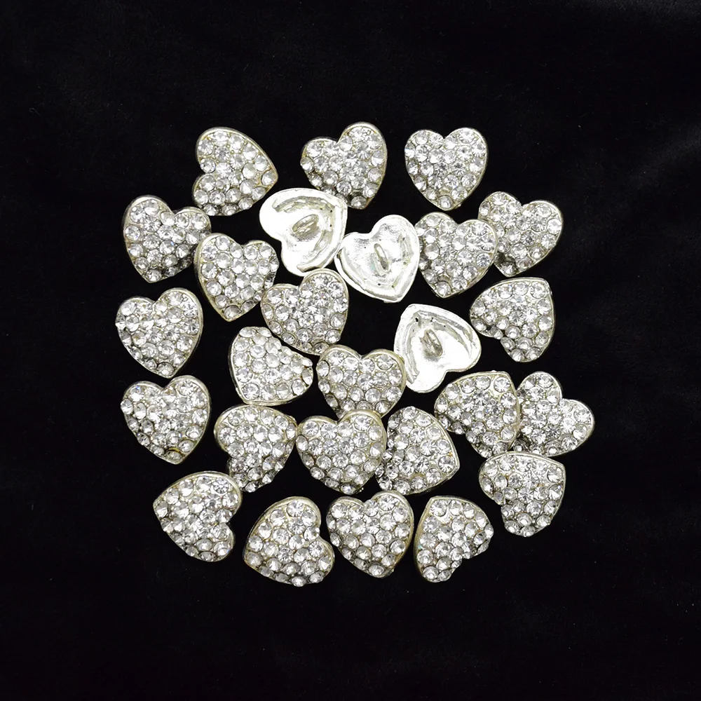 

10Pcs/Lot Diamond Silver Love Buttons For Sewing Decorative Buttons On Clothing Shirts Cardigans Coats