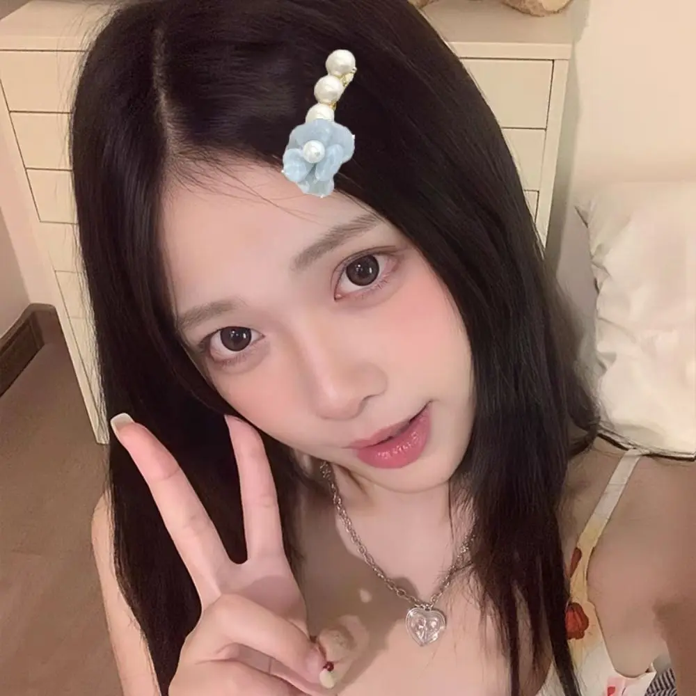 لطيف الكورية نمط كاميليا اللؤلؤ الجانب كليب خلات الحلو زهرة مشبك شعر مشبك أنيق منقار البط كليب يوميا