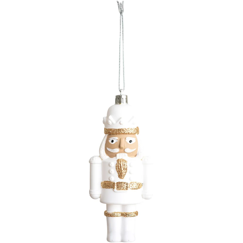 

Plastic Nutcracker and Santa Ornament Designed for Hanging on Christmas Tree or Holiday Party Use to Create Seasonal